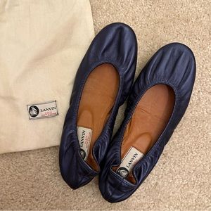 NEW Lanvin Flats Pearl Navy RARE